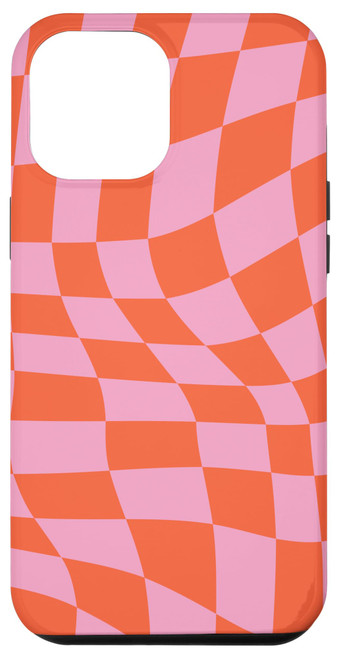 iPhone 12 Pro Max Classic Checkered Checker Checkerboard Wavy Pink Red Case