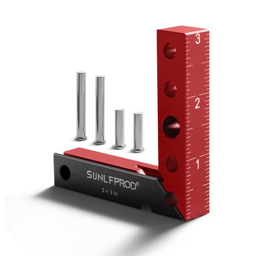 SUNLFPROD Mini Small Square Center Finder Woodworking 45- & 90-Degree Precision Small Machinist Pocket Square Edge Marking Square Carpenter Small Square Measuring Tool (Red-Gray)