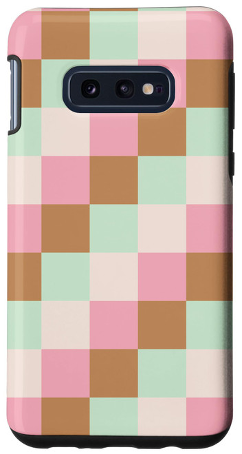 Galaxy S10e Pastel Pink Checkered, Green Checkerboard Pattern Aesthetic Case