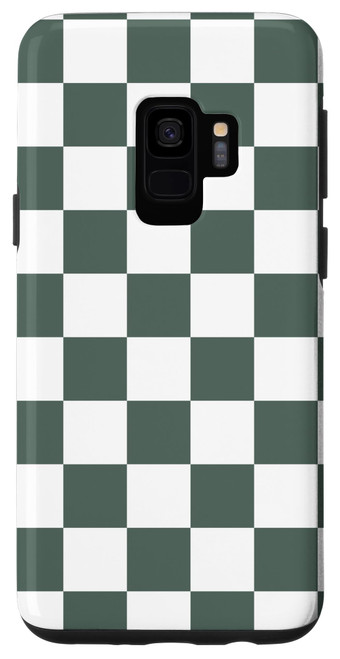Galaxy S9 Green Checkered, Checkerboard Pattern Farmhouse Aesthetic Case