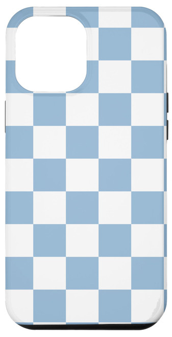 iPhone 12 Pro Max Light Blue Checkered, Checkerboard Pattern Retro Aesthetic Case