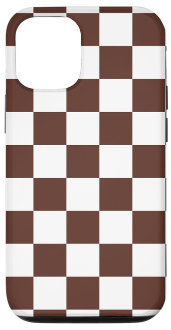 iPhone 14 Pro Brown Checkered, Checkerboard Pattern, Retro Aesthetic, 70s Case