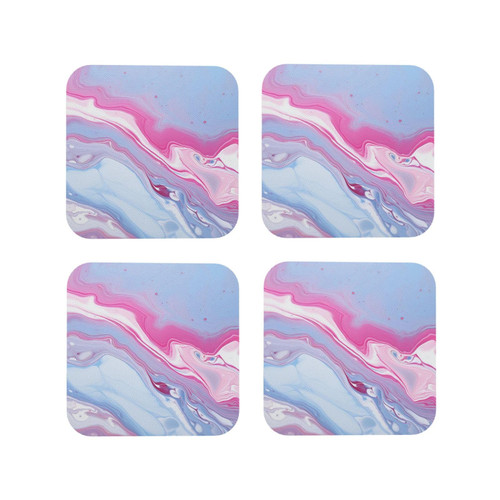 4pcs Drink Coasters for Tabletop Protection, Leather Coasters for Drinks, Blue Pink Marble Cup Coasters for Coffee Table Decor, Non-Slip Drinking Cup Mat for Hot Or Cold Drink 4"
