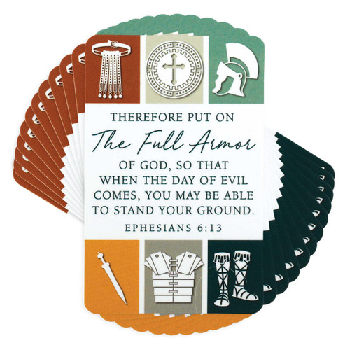 Dicksons Full Armor of God White 4 inch Paper Pocket Card Bookmark Pack of 12
