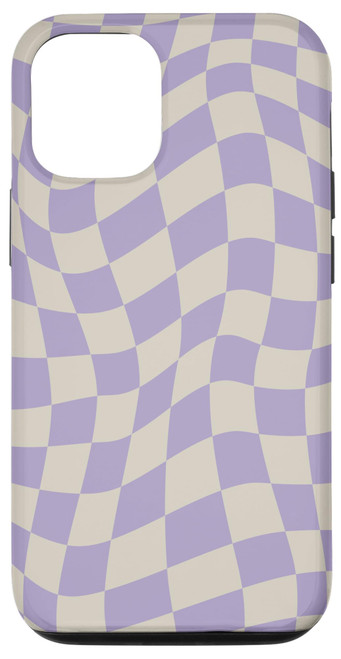 iPhone 13 Swirl Checkered Purple And Beige Vintage Checkerboard Case
