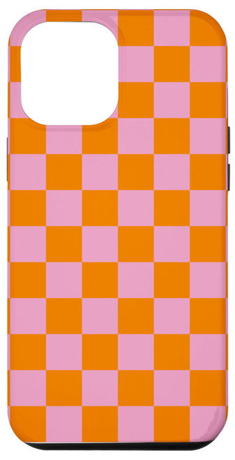 iPhone 15 Pro Max Pink and Orange Checkered Checkerboard Chess Pattern Case