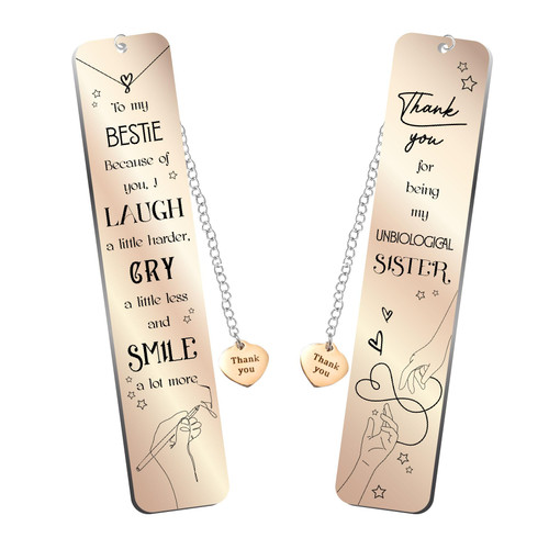 VIOZOFA Bestie Gifts For Women, Best Friend Birthday Gifts For Women, Thoughtful Best Friend Gifts For Christmas, Friendship Gifts For Women Friends, Female Gifts Idea, Bestie Bookmark Stainless Steel