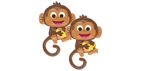 Set of 2 Adorable Happy Baby Monkey 36" Foil Party Balloons by Anagram Set of 2 Adorable Happy Baby Monkey 36" Foil Party Balloons by Anagram