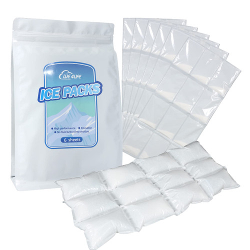 WE 4Life Ice Packs for Shipping & Coolers - Shipping Cold Packs Dry Ice for Shipping Frozen Food - Reusable & Flexible Cooler Ice Pack Sheets Keep Food Fresh Beverage Cold - 72 Small Packs, 6 Sheets
