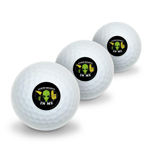 GRAPHICS & MORE Aliens Believe in Me Funny Humor Novelty Golf Balls 3 Pack