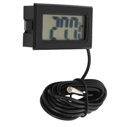 LCD Embedded Digital Thermometer Black Waterproof Probe Temperature Meter for Incubator