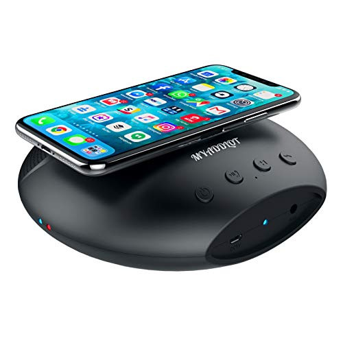 Wireless Charger with Bluetooth Speaker Portable Wireless Charging Dock Station for All Qi-Enabled Devices by Myaddlot (Black)