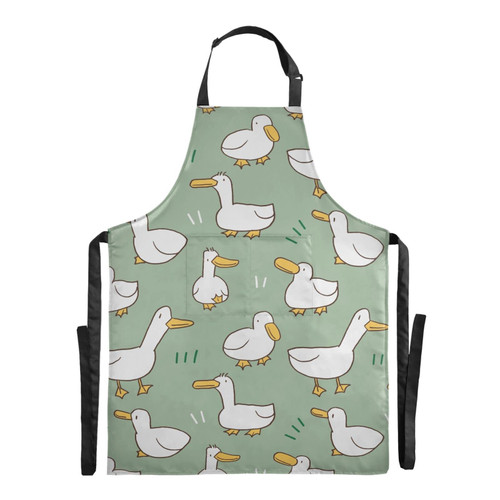 Bib Apron Cartoon Duck Kitchen Cooking Aprons for Chef Baking, Adjustable Neck Strap Aprons with 2 Pockets for Men Women BBQ