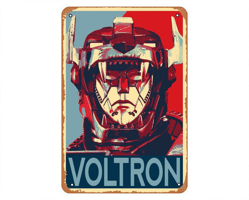 Vintage Metal Tin Sign Retro Metal Sign Voltron Pop Art Illustration - Japanese Anime Cartoon Robot Home Decor in Poster Print or Canvas Art Home Bar Pub Garage Decor Gifts Home Wall Art Decoration