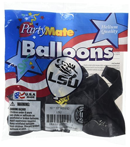 Pioneer Balloon Company 10 Count Lsu Latex Balloon, 11", Multicolor