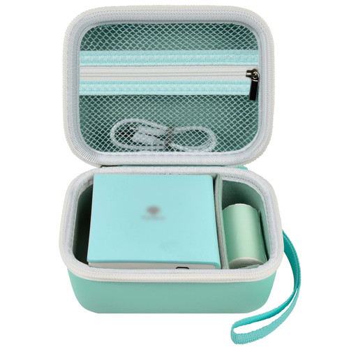 Case Compatible with Phomemo M02/ T02/ M02S/ M02 pro/ Q30S/ M02X Inkless Sticker Photo Printer. Mini Portable Printer Storage Carrying Holder for Label Maker, Thermal Paper, USB Cable (Box Only)-Green