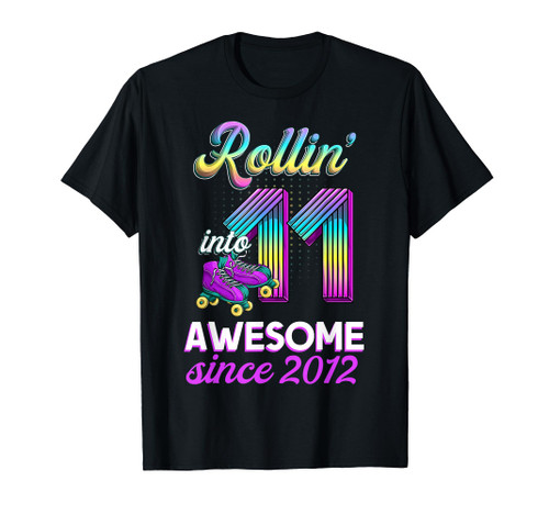 11th Birthday Shirt For Girl 11 Years Old Roller Skate Party T-Shirt