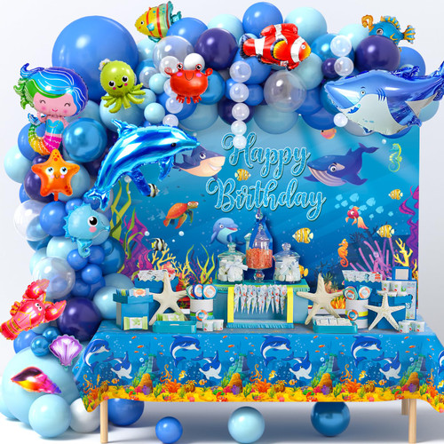 KELENO 138 Under the Sea Party Decorations Ocean Birthday Supplies Animal Blue Balloons Garland Arch Kit Backdrop Tablecloth Kid Boy Baby Shower Pool Beach Party Ocean Themed Party Decorations KELENO 138 Under the Sea Party Decorations Ocean Birthday Supplies Animal Blue Balloons Garland Arch Kit Backdrop Tablecloth Kid Boy Baby Shower Pool Beach Party Ocean Themed Party Decorations