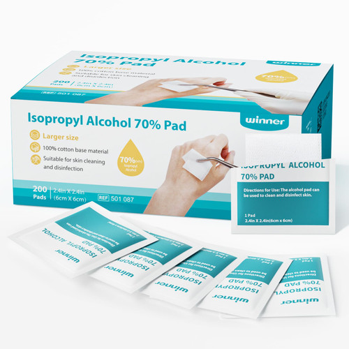 Winner Alcohol Prep Pads - 200 Pack Alcohol Swabs Individually Wrapped, 70% Isopropyl Alcohol Wipes, 4 Ply Alcohol Pads, Essential for First Aid, Home and Laboratories Winner Alcohol Prep Pads - 200 Pack Alcohol Swabs Individually Wrapped, 70% Isopropyl Alcohol Wipes, 4 Ply Alcohol Pads, Essential for First Aid, Home and Laboratories