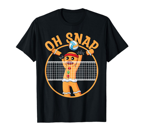 Christmas Volleyball Gingerbread Man Blocker Oh Snap T-Shirt