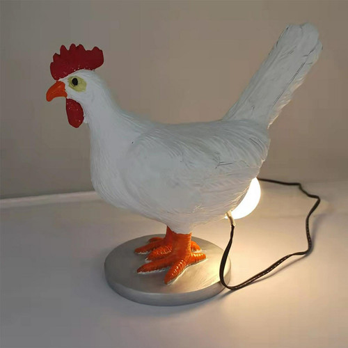 CALIDAKA Chicken Egg lamp 3D Chicken Table lamp Lifelike LED Egg lamp Resin Chicken Egg Night Light with USB 3D Hen Laying Egg Lamp Warm Light Chicken Table Lamp Decor (White)