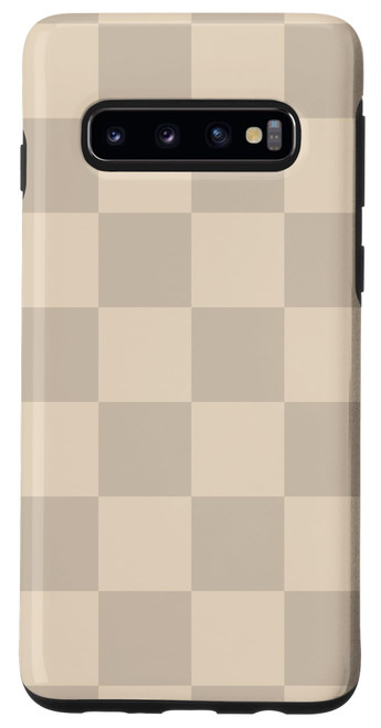 Galaxy S10 Light Beige Checkerboard Vanilla Checker Pattern Case
