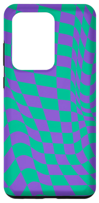 Galaxy S20 Ultra Groovy Checkered Swirl Checkerboard Retro Preppy Aesthetic Case