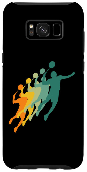 Galaxy S8+ Retro Badminton Players Shuttlecock Sports Racket Coach Team Case