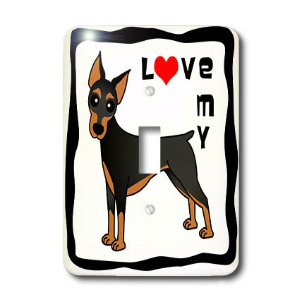 3dRose lsp_40905_1 I Love My Doberman Pinscher Dog Black Red Heart Single Toggle Switch
