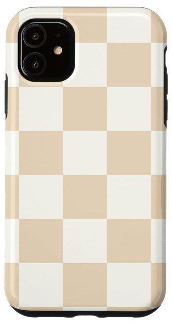 iPhone 11 Checkered Classic Cream Hues Checkerboard Aesthetic Case