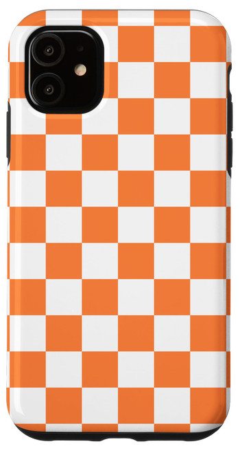 iPhone 11 Classic Checkered Orange-White Vintage Checkerboard Pattern Case