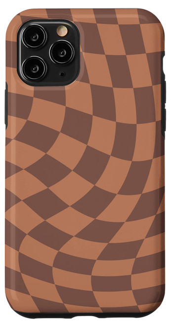 iPhone 11 Pro Brown Checkered Checkerboard Swirl Pattern Case
