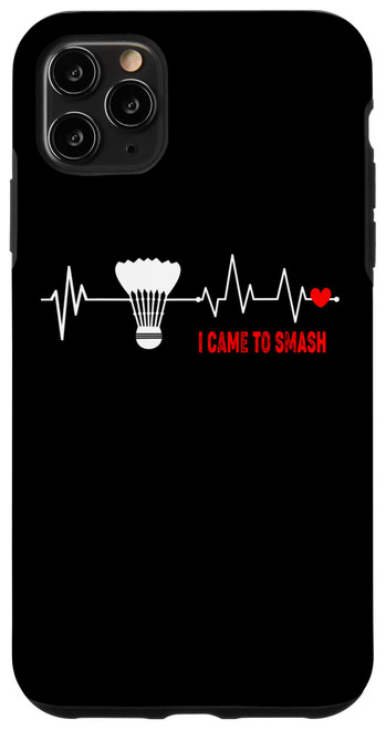 iPhone 11 Pro Max Badminton Humor - Shuttlecock Heartbeat Funny Badminton Case