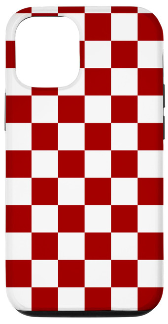 iPhone 13 Crimson Red and White Checkerboard Pattern Checkered Case