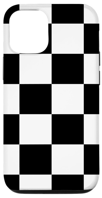 iPhone 13 Pro Black and White Classic Checkered Big Checkerboard Pattern Case