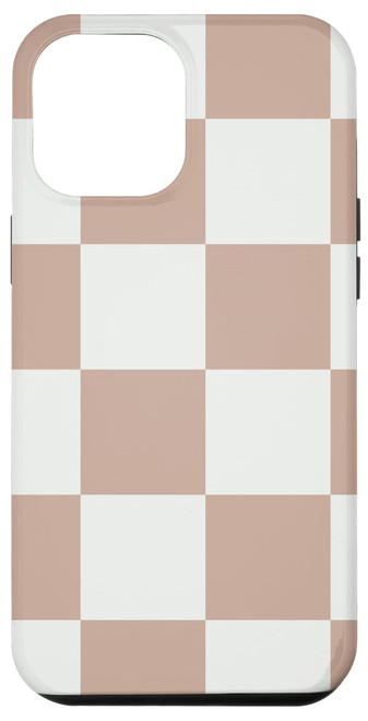 iPhone 13 Pro Max Brown and White Classic Checkered Big Checkerboard Case