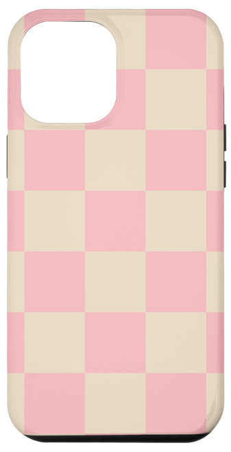 iPhone 13 Pro Max Checkered Classic Pink Cream Hues Checkerboard Aesthetic Case