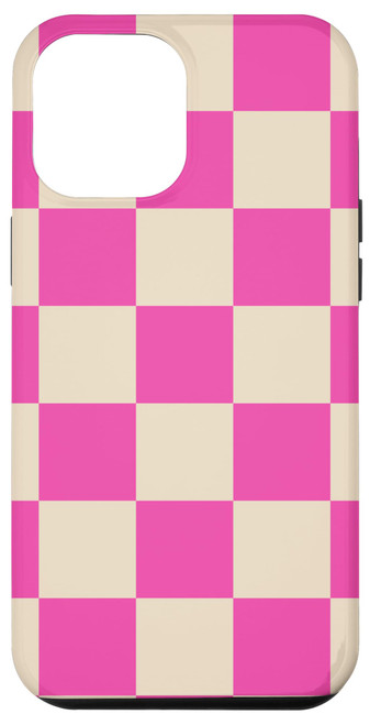 iPhone 14 Plus Checkered Classic Pink Beige Hue Checkerboard Case