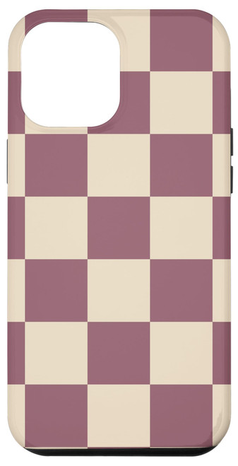 iPhone 14 Pro Max Checkered Pattern Mauve Cream Checkerboard Aesthetic Case