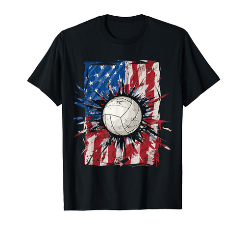 Patriotic Volleyball 4th of July Men USA American Flag Boys T-Shirt Patriotic Volleyball 4th of July Men USA American Flag Boys T-Shirt