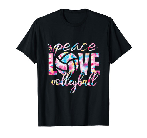 Peace Love Volleyball Player Groovy Tie Dye Women's Sports T-Shirt