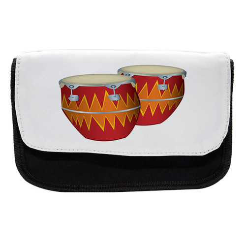 Lunarable Music Pencil Case, Cuban Congas Funky, Fabric Pen Pencil Bag with Double Zipper, 8.5" x 5.5", Multicolor