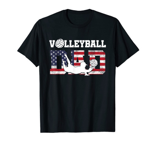 US American Flag Volleyball Dad Father Ball Sports Player T-Shirt