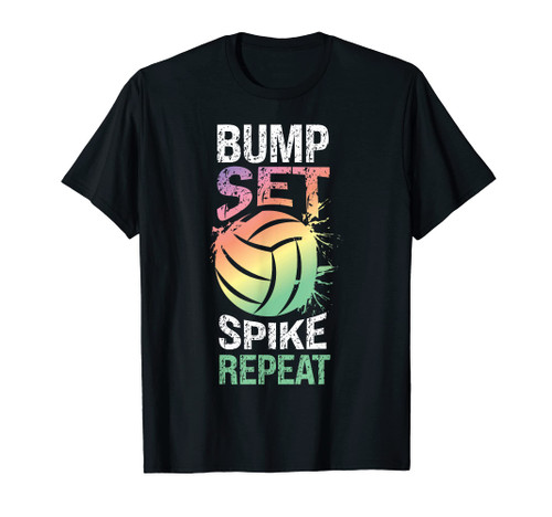 Volleyball Player Team Bump Set Spike Repeat T-Shirt