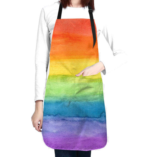 wodealmug Women Rainbow Apron Adjustable Neck Kitchen Bib Cook Apron with Pocket for Cooking Baking Gardening wodealmug Women Rainbow Apron Adjustable Neck Kitchen Bib Cook Apron with Pocket for Cooking Baking Gardening