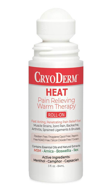 CryoDerm Heat Lotion 3 oz Roll On