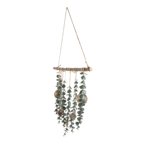 Ciieeo Eucalyptus Leaf Wall Hanging Fake Green Leaf Fake Hanging Plant Faux Vines Outdoor Artificial Boho Fake Plants Fake Hanging Leaves Artificial Plants Outdoor Wood Branch Pendant