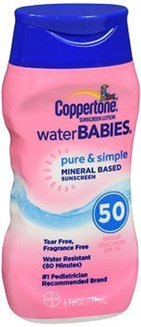 Coppertone Waterbabies - Pure & Simple Baby Mineral Based SPF 50 Lotion, 6 Oz (CT00623)