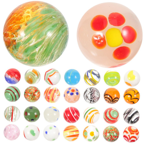 NUOBESTY 30pcs Handmade Glass Ball Round Marbles Glass Marbles Colorful Marbles Colored Marbles Fish Tank Marbles Decors Colorful Decor Fish Tank Glass Ball Transparent Beads Bulk Child
