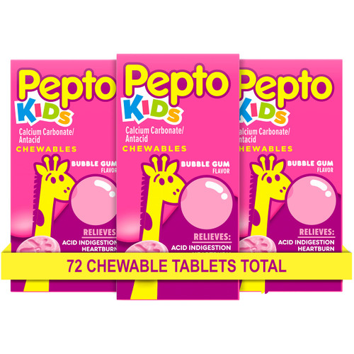 Pepto Kid's Chewable Tablets for Heartburn, Acid Indigestion, Sour Stomach, and Upset Stomach, Bubblegum Flavor, 24 ct Pepto Kid's Chewable Tablets for Heartburn, Acid Indigestion, Sour Stomach, and Upset Stomach, Bubblegum Flavor, 24 ct